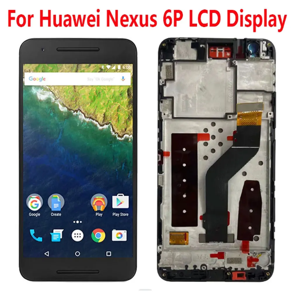 

5.7" OLED For Huawei Nexus 6P H1511, H1512 LCD Screen Display Touch Panel Digitizer With Frame For Nexus 6P Display Replacement