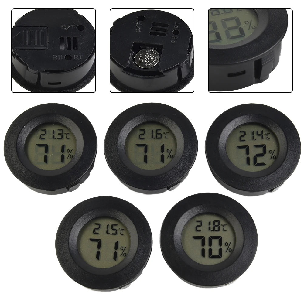 

Garden Décor Thermo Hygrometer Basement Living Rooms 44 X 14mm 5pcs Humidity Hygrometer Mini Temperature Meter