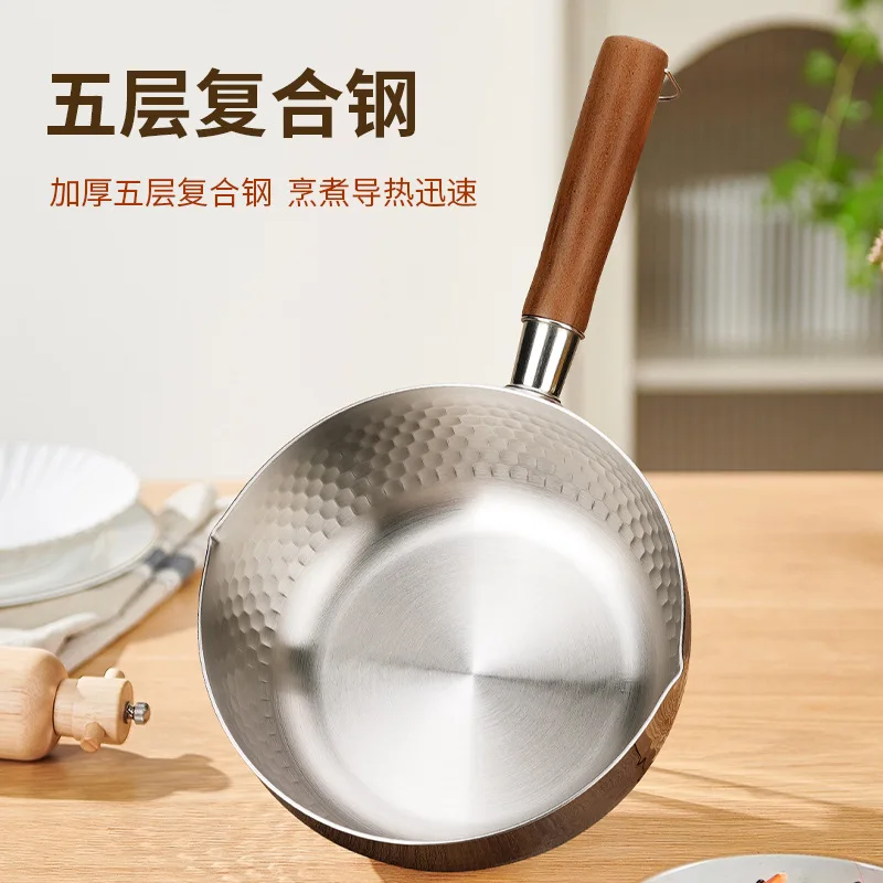 18/10 Stainless Steel Soup & Noodles Cook Pot with Solid Wood Handle 2