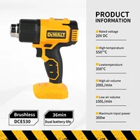 DEWALT DCE530 20V températures réglables pistolet à air chaud pistolet thermique sans fil 550 ° C Outils électriques de souffleur thermique de soudage haute puissance 4