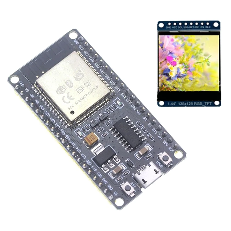 

ESP32 Module Development Board Wireless Wifi+Bluetooth ESP32-WROOM-32 Module Black Plastic With 1.44 Inch Color Screen