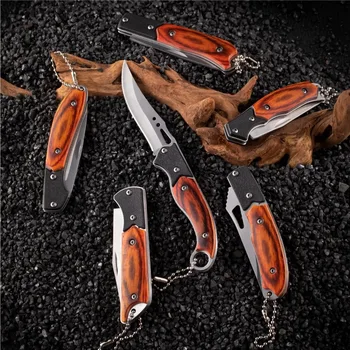 Portable Pocket Folding Knife Metal Material Outdoor Fruit Survival Folding Knife Hand Tool Keychain Accessories 2