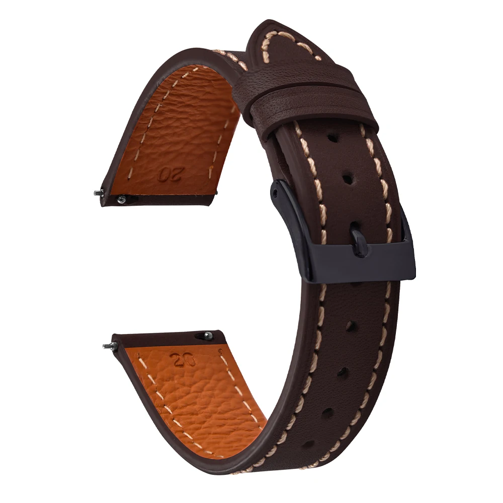 Universal Quick Release Smooth Leather Watch Strap - Skin-Friendly Wristband