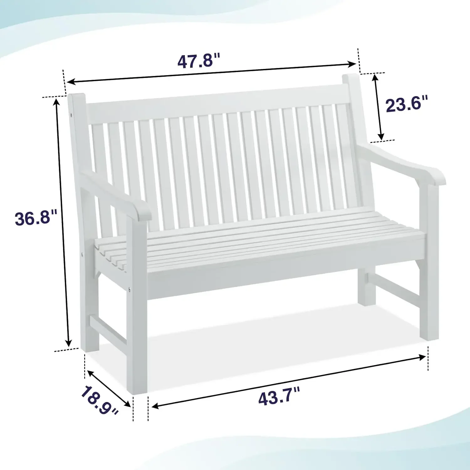 NEW-2-Person Poly Lumber Outdoor Bench with 700 Lbs Weight Capacity – Weatherproof Garden Seating for, Balcony Porch (White)