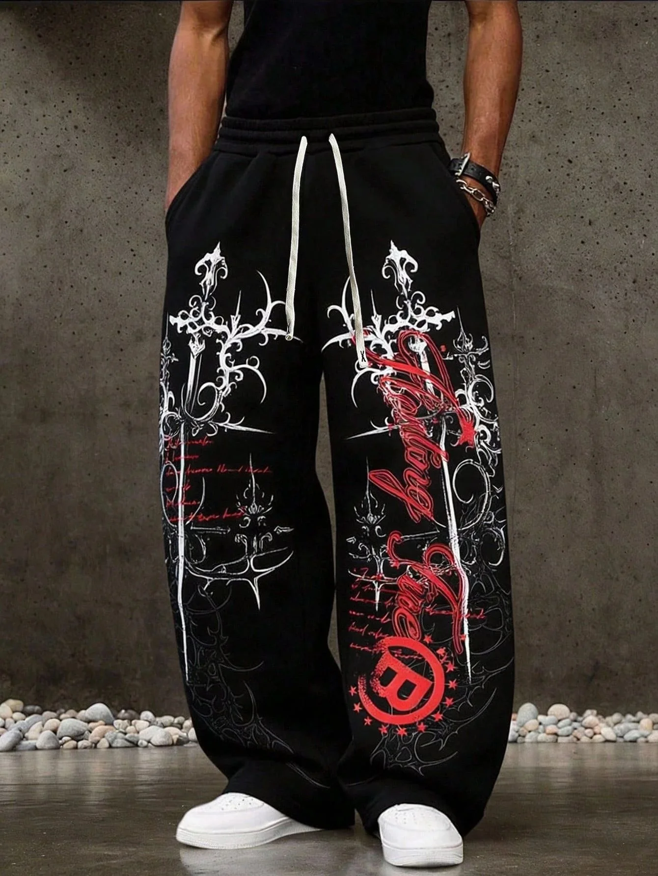 2026 Summer New Y2K Gothic Thorn Printed Pants Men's and Women's Running Pants Retro Rock Straight Pants Fashion Street Casual 1
