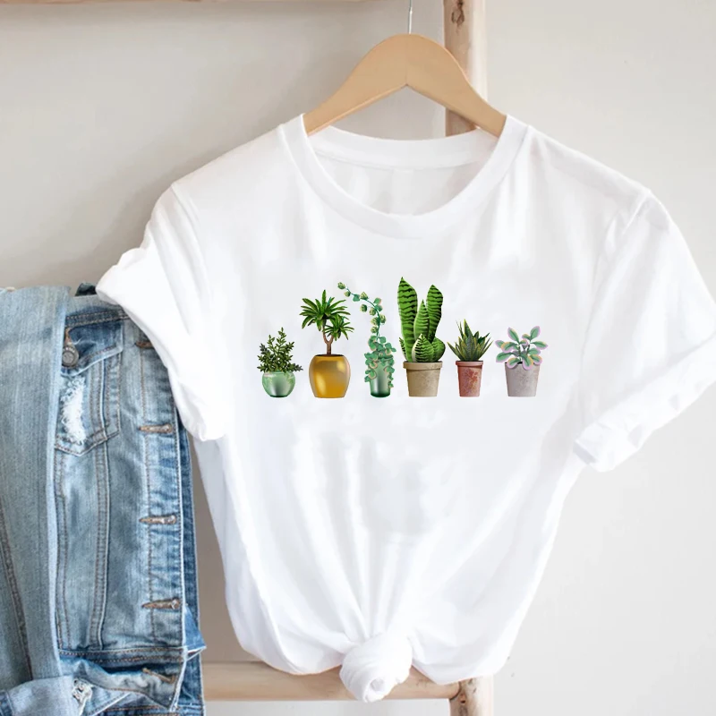 

Women Print Cartoon Plant Spring Summer 90s Mujer Camisetas Girls Fashion Clothes Print Tee Tops Tshirt Female Graphic T-shirt
