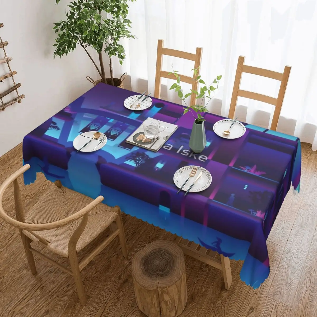 

Synthwave Vivec City Tablecloth 54x72in soft Decorative Border Great Gift