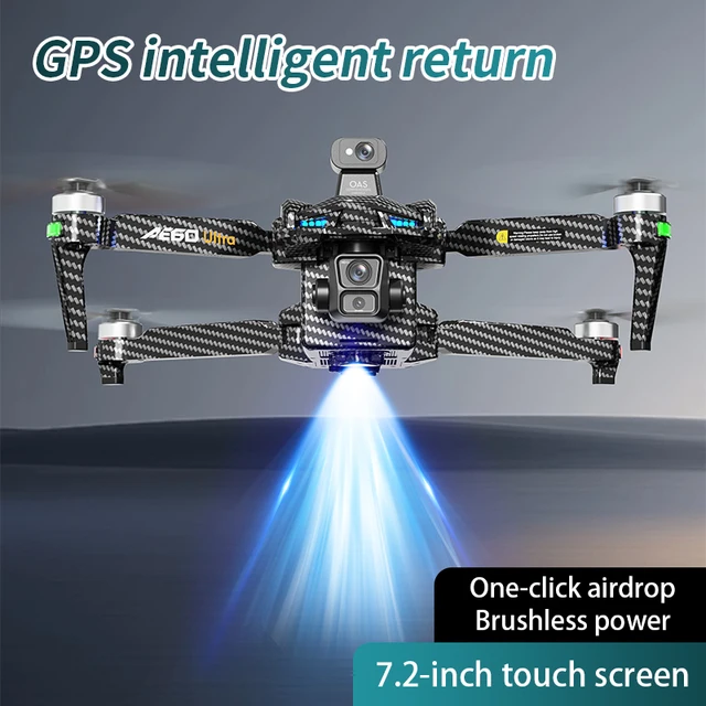 Professional drone ae60 with 8k hd camera 3 axis gimbal aerial photography 20km, avoids obstacles airdrop, led screen fpv drones