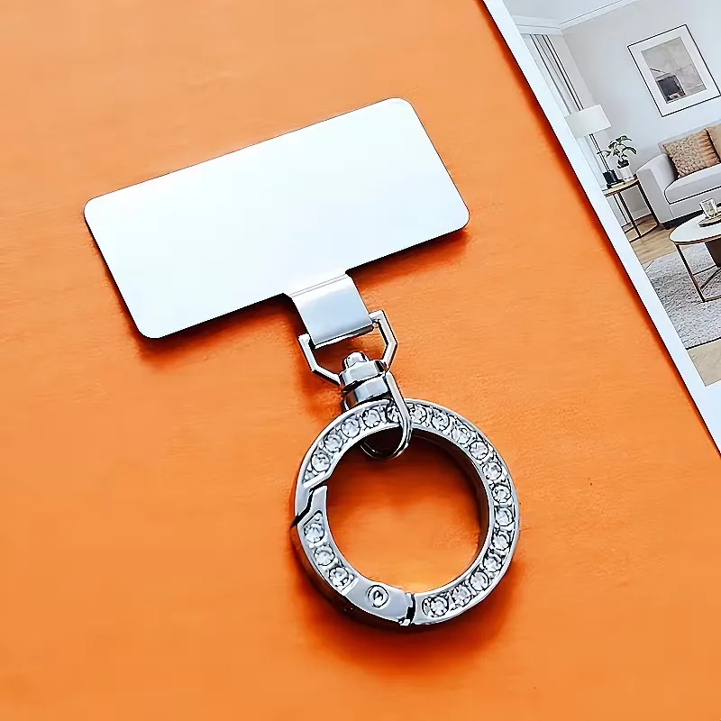 360° Rotatable Stainless Steel Phone Lanyard Clip with Shiny Spring Ring