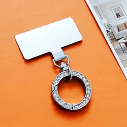 360° Rotatable Stainless Steel Phone Lanyard Clip with Shiny Spring Ring (Silvery)