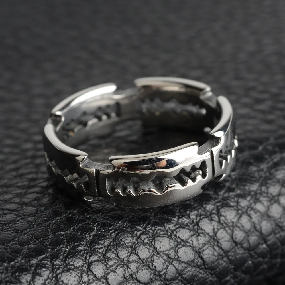 YILUOCD Stainless Steel Hip Hop Ring with Blade Punk Rock Rings for Men Couple Jewelry Party