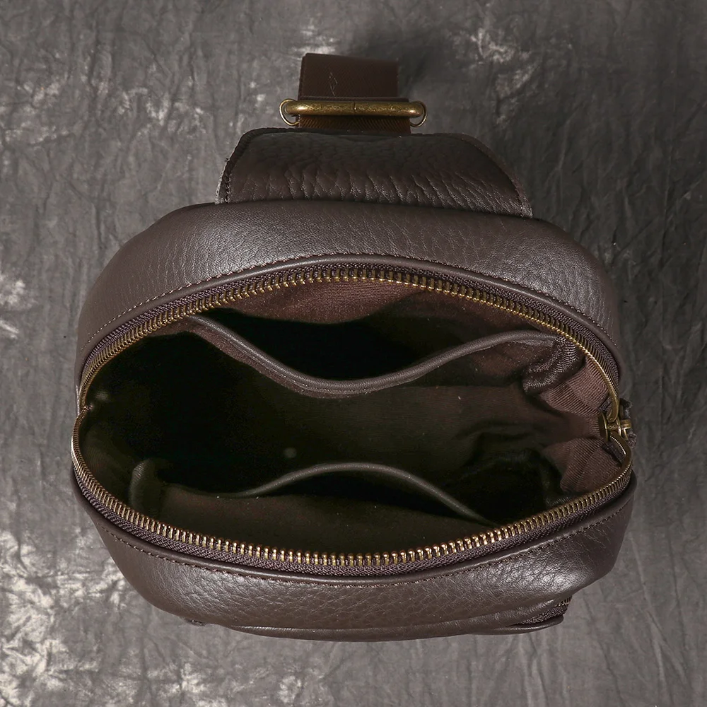 LUOKIR Herren-Brusttasche aus Leder, modisch, lässig, kleiner Rucksack, weiches Leder, Umhängetasche, Rindsleder, Umhängetasche – Detail 14
