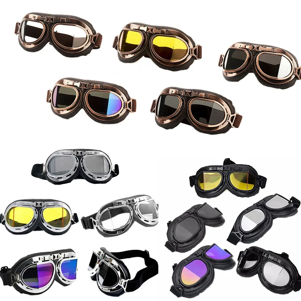 

Retro Motorcycle Helmet Goggles Aviator Pilot Goggles Motocross Windproof Glasses Off-Road Dirt Bike Riding Eyewear Protector