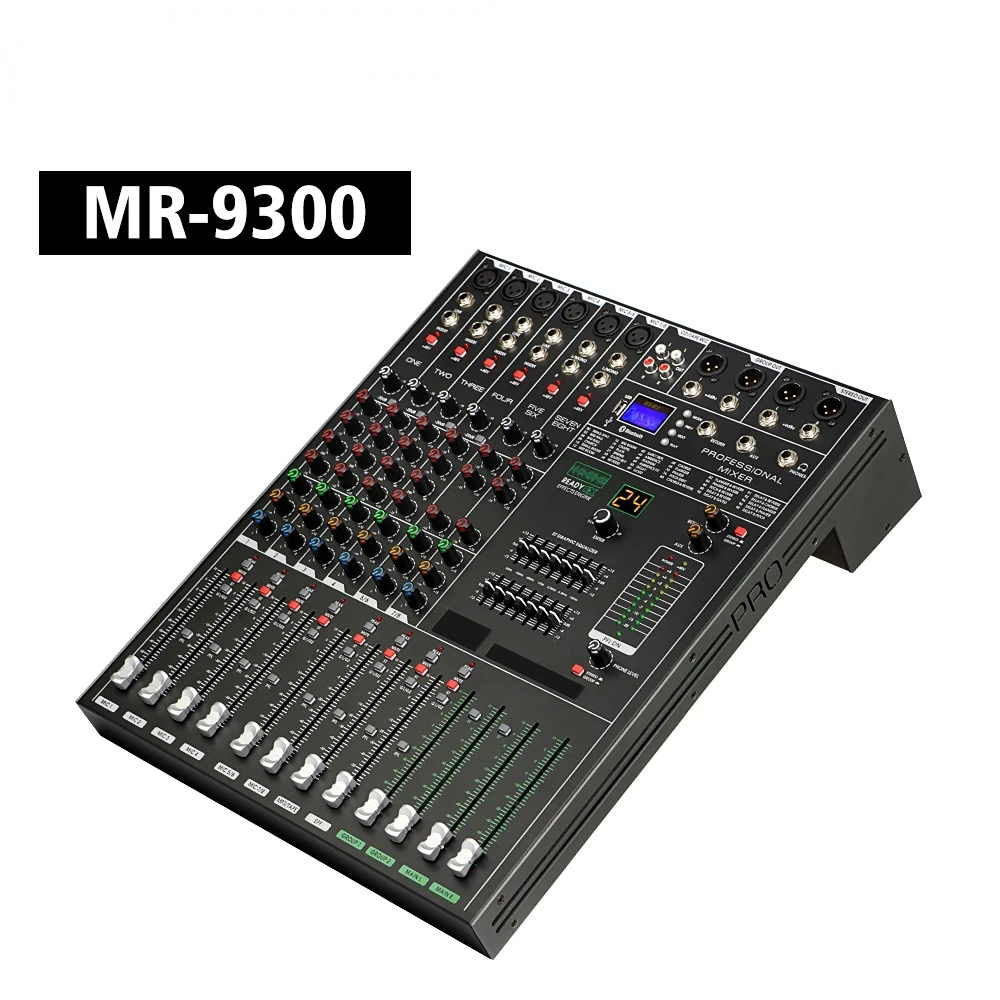 MR-9300 MR 9300 Mp3 Professional Audio mixer Console DJ Player Independent Phantom Power 8 Channels USB Blue tooth