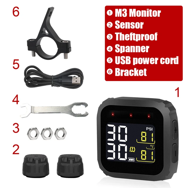 M3 Moto Tire Pressure Monitoring System Wireless Waterproof Motorcycle Real  Time TPMS LCD Display External Sensors - AliExpress