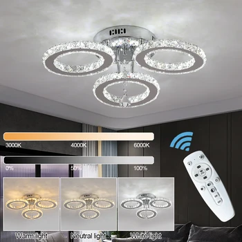 Crystal Led Ceiling Lamp With Remote Control Modern Chandelier Light Hanging Pendant Lamps Indoor Decora Surface Mounted Fixture 6