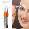 1PC LED Eyebrow Tweezer Oblique Tip Stainless Steel Eyebrow Trimming Clip Eye Hair Removal Prune False Eyelash Clamp Makeup Tool 1