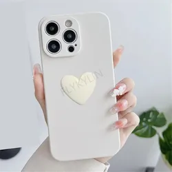 Coque de téléphone en silicone souple en forme de cœur 3D charmant - Coque arrière matte candy