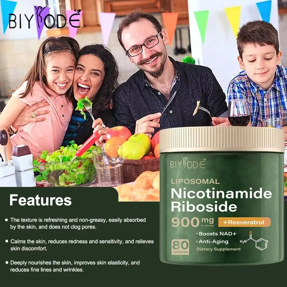 NAD Supplements Nicotinamide Riboside Capsules Natural Energy Anti-Aging Longevity Cellular Health