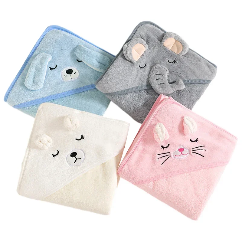Towels Soft Hooded Towel Blanket Toddler Newborn Cartoon Animal Baby Bath Bathrobe Warm Sleeping Swaddle Wrap for Boys Girls