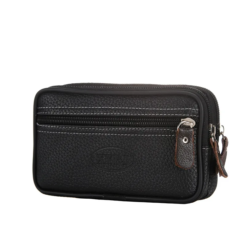 Universal Pu Leather Phone Case Pouch Travel Cash Card Holder Zipper Wallet Phone Cover Belt Clip Holster Waist Bag Unisex Purse