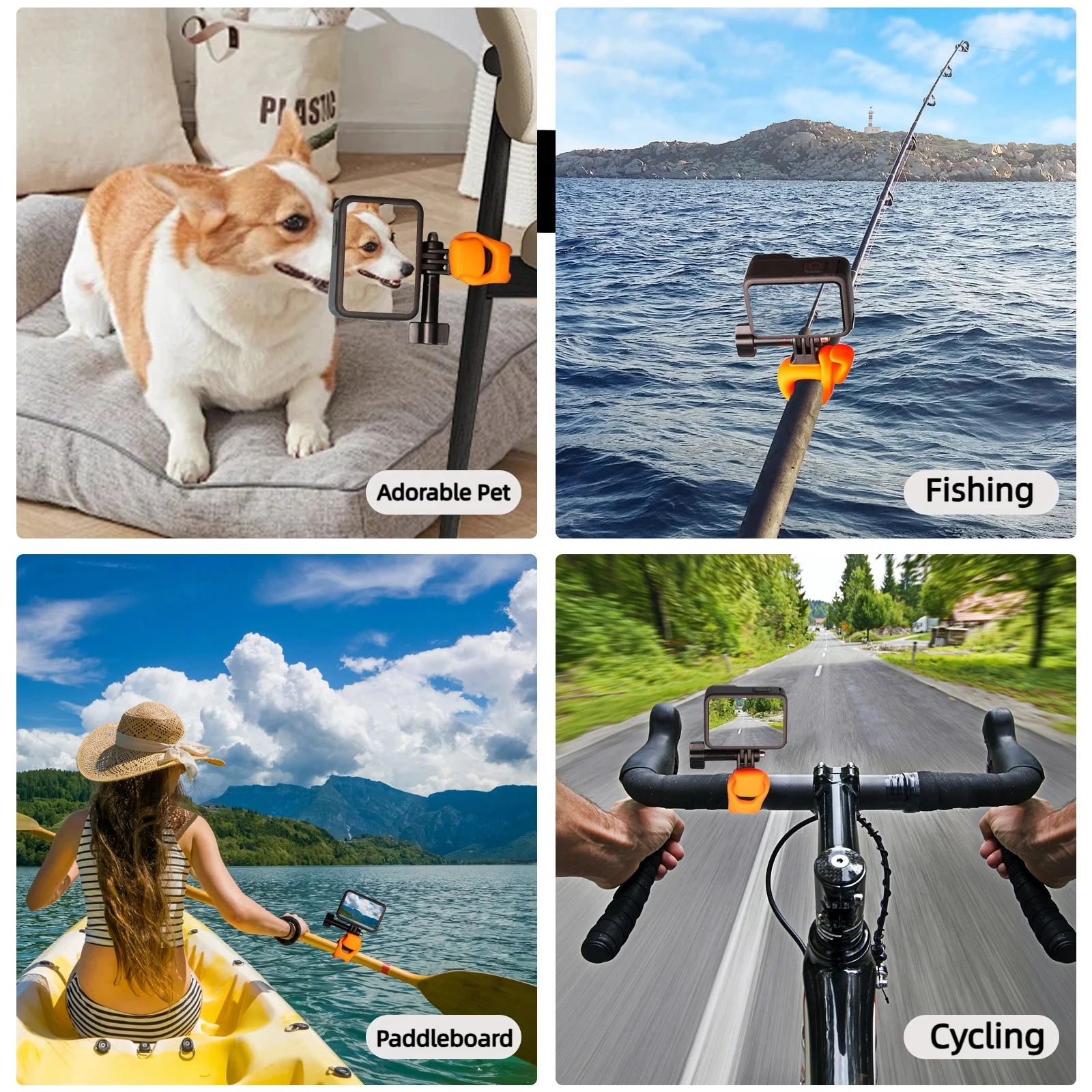 Ronkoen 액션 카메라 조정 가능한 실리콘 마운트 미니 유연한 브래킷 Gopro Insta360 DJI 액션 카메라 액세서리