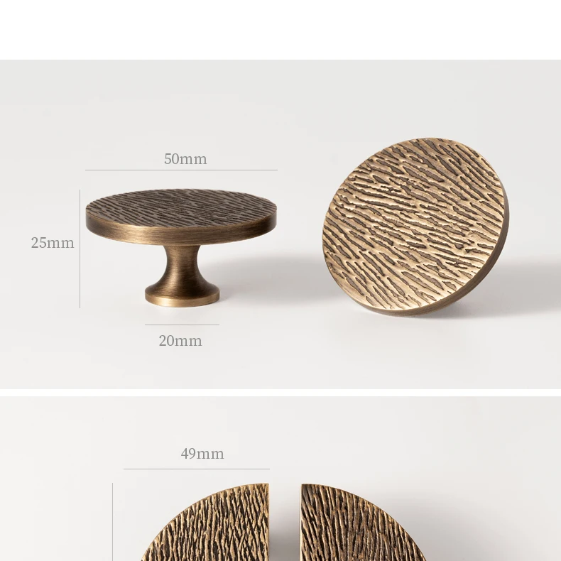 half moon cabinet knob brass finish close up detail