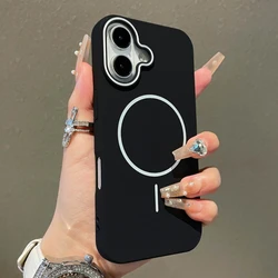 Magnetic Shockproof Liquid Silicone Phone Case with Wireless Charging Compatibility - iPhone 15 Plus (WH - Black)