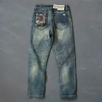American Hiphop Pants Men's Clothing Jeans Autumn and Winter 2024 New Trendy Brand Retro Washed Elastic Small-legged Pants 2