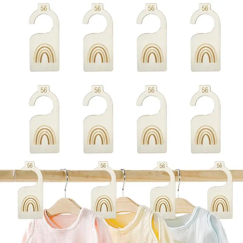 

8Pcs Newborn 24 Months Baby Closet Dividers Wood Nursery Clothes Organizers Infant Wardrobe Divider Label for 0-7 Years Old