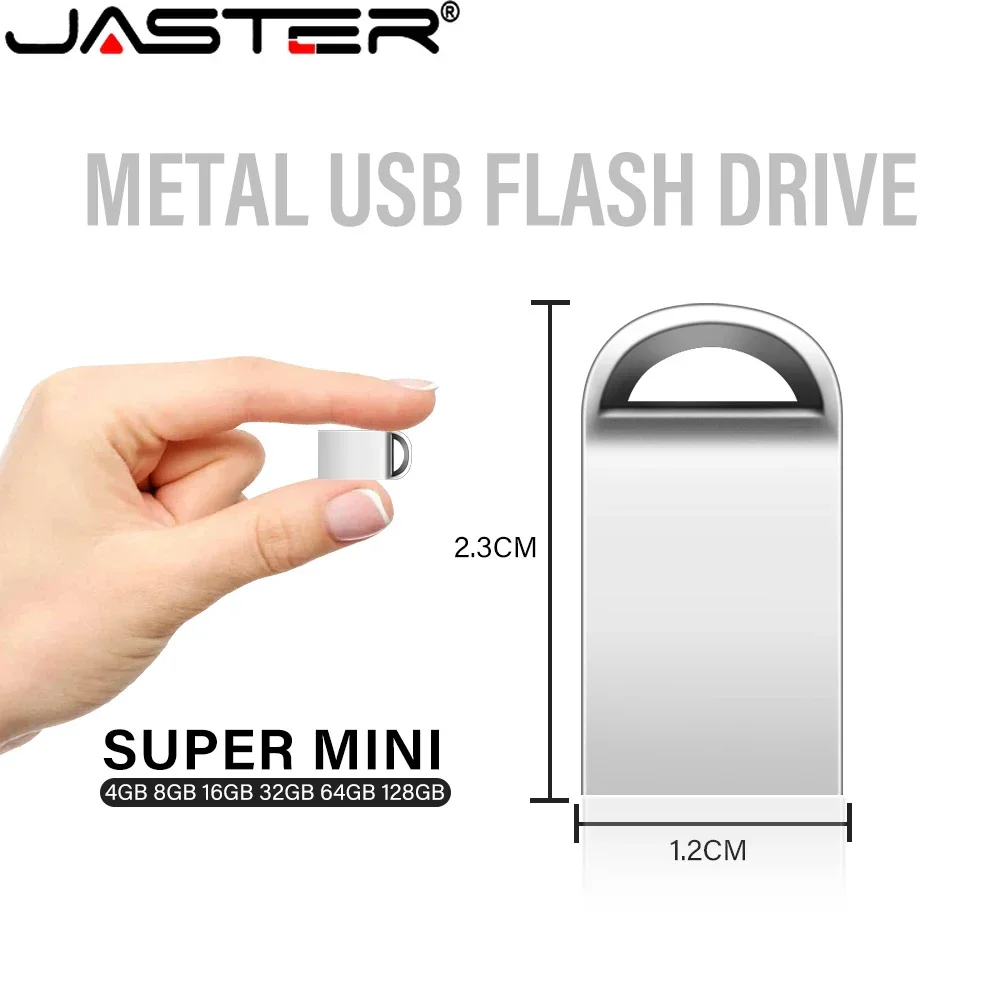 Jaster Super Mini Metal 10 teile/los USB-Flash-Laufwerk kostenlos angepasste Logo Memory Stick schwarz Silber Pen Drive mit Schlüssel bund u Disk