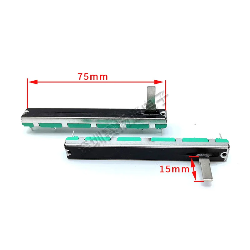 75mm straight slide potentiometer faders A103 A10K dual channel handle length 15mm dimming tuning faders multiturn potentiometer linear potentiometer potentiometer kit trimmer potentiometer adjustable resistor potentiometer knobs electronic components 5 pcs