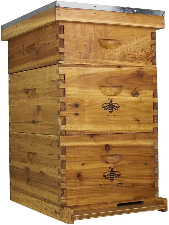 Includes 2 Deep & 1 Medium Boxes with 10 Wooden Frames&Heavy Wax Coated Foundations. Easy Assembly with Predrilled Holes&Screws