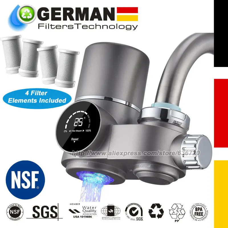 เครื่องกรองน้ําแบบ Faucet Mount พร้อมแสง UV และเครื่องกรองน้ําประปาจอแสดงผล LED ช่วยลดโลหะหนักคลอรีนตะกั่ว 1