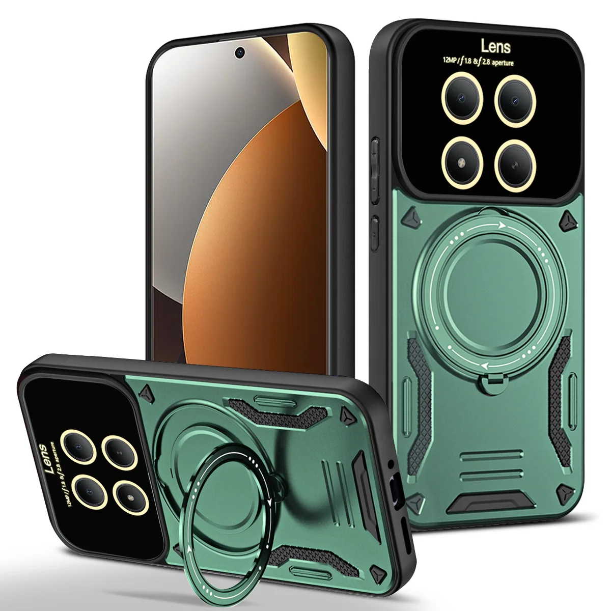 360-Degree Rotating Magnetic Bracket Armored Phone Case with Magsafe Protective Cover