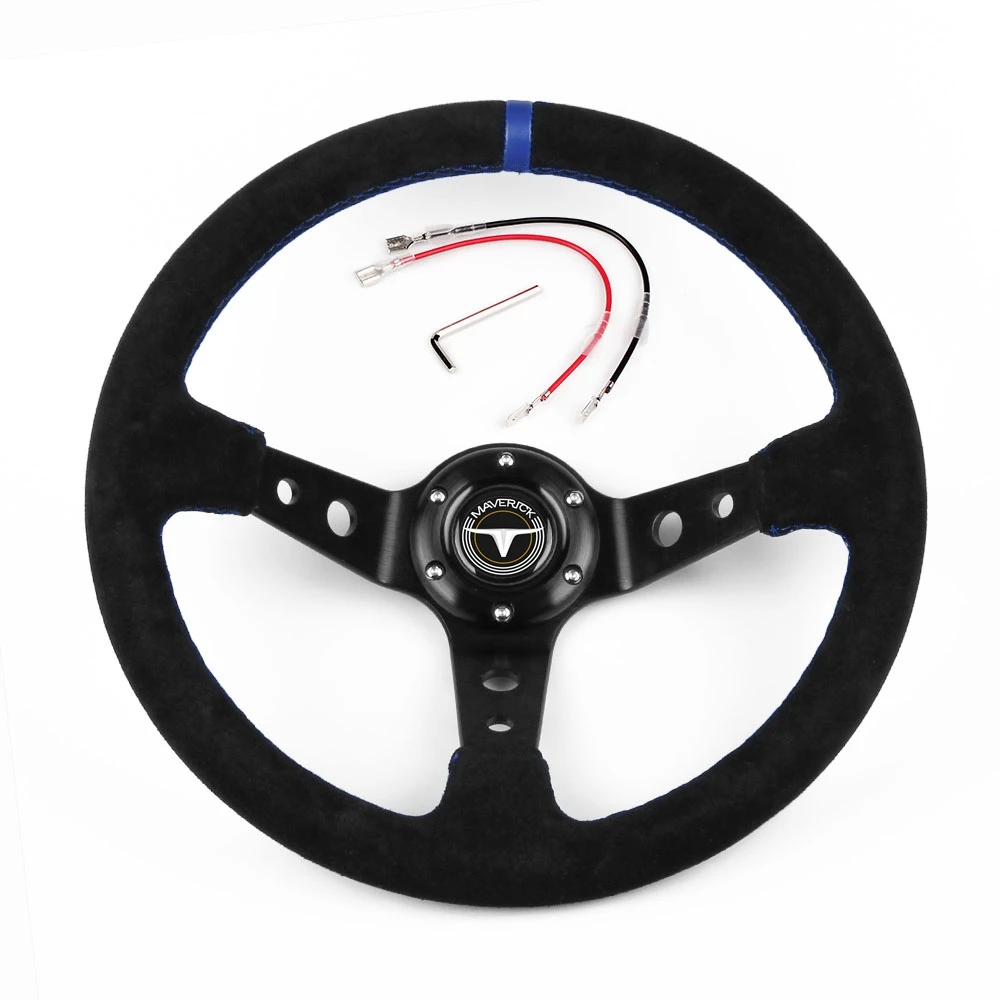 

350mm Universal Racing Steering Wheel Car Rally Race Suede Leather Game Steering Wheel Volante For Ford Maverick VW TOYOTA