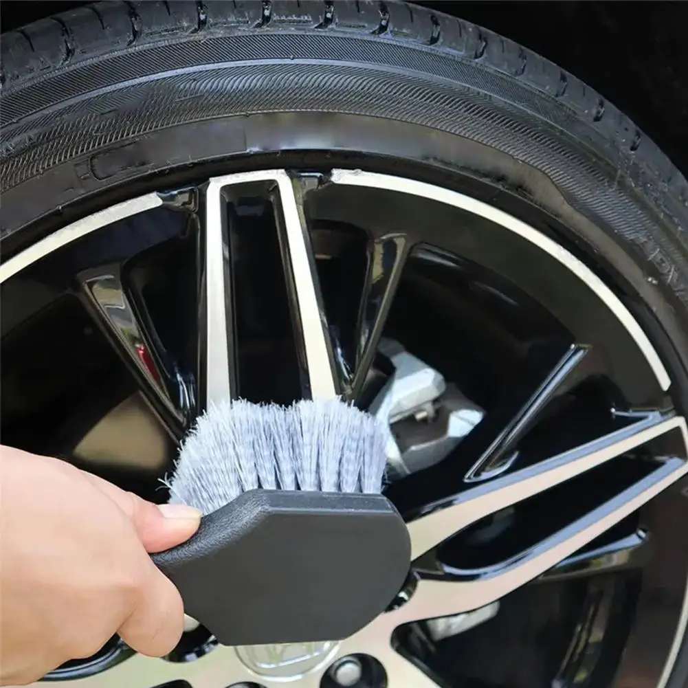 Motorcycle Car Long Handle Wheel Hub Brush Dust Brush Multi-functional Elbow Knife Cleaning Car Door Slot