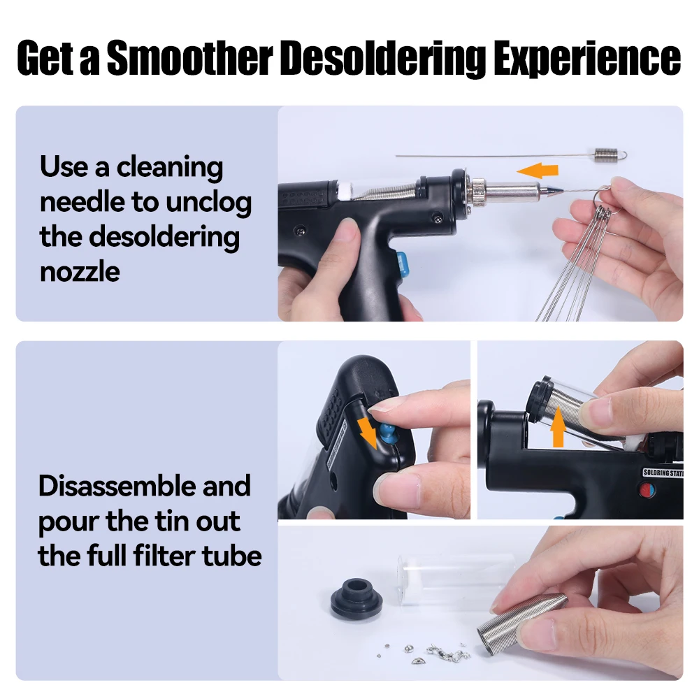 WEP 948 desoldering station electric desoldering gun 90W suction vacuum solder sucker gun with automatic shut down sleep mode
