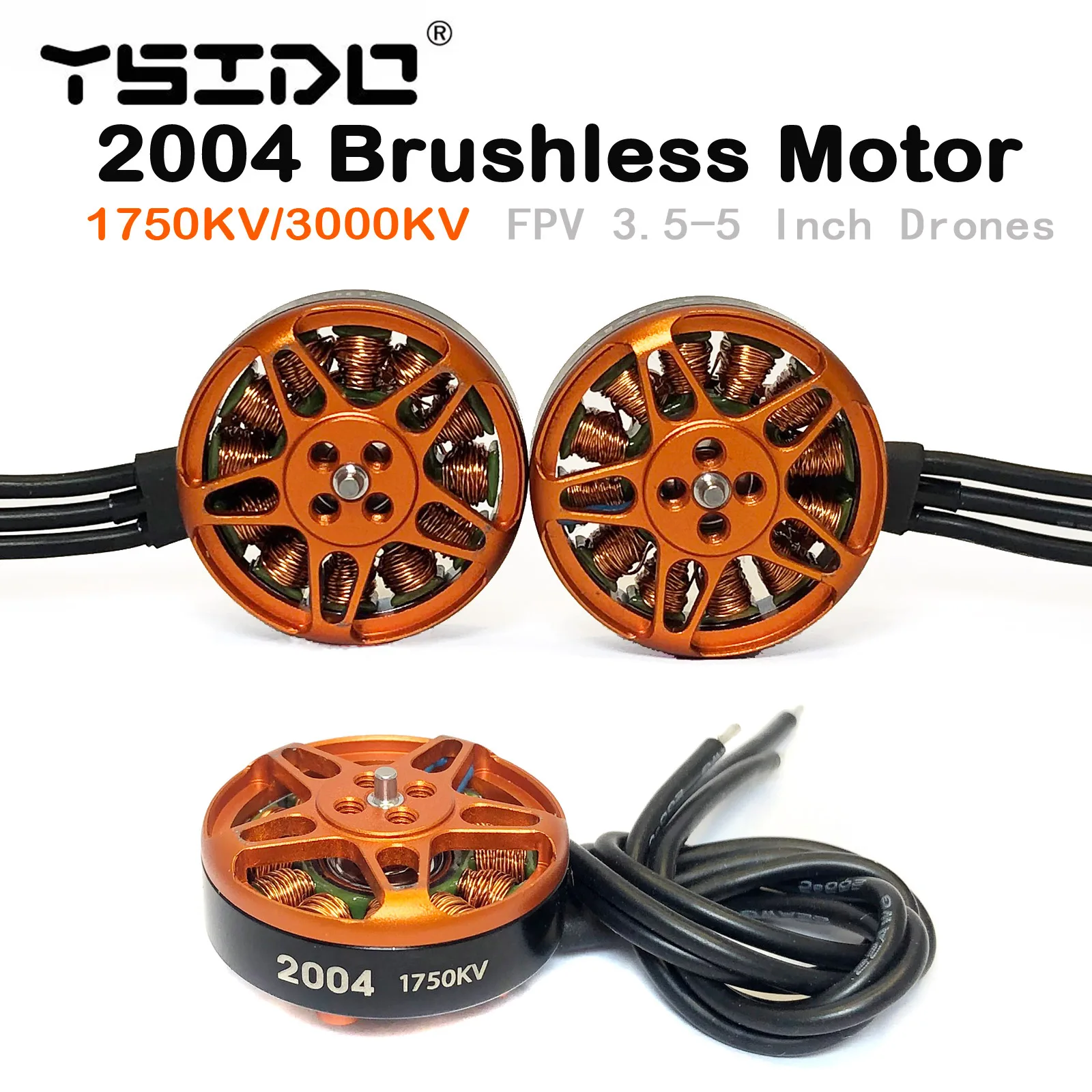Motor sin escobillas yodo 2004 1750KV 3000KV, hélice compatible con 3,5-5 pulgadas para Toothpick de largo alcance RC FPV, Dron de carreras, 4 piezas