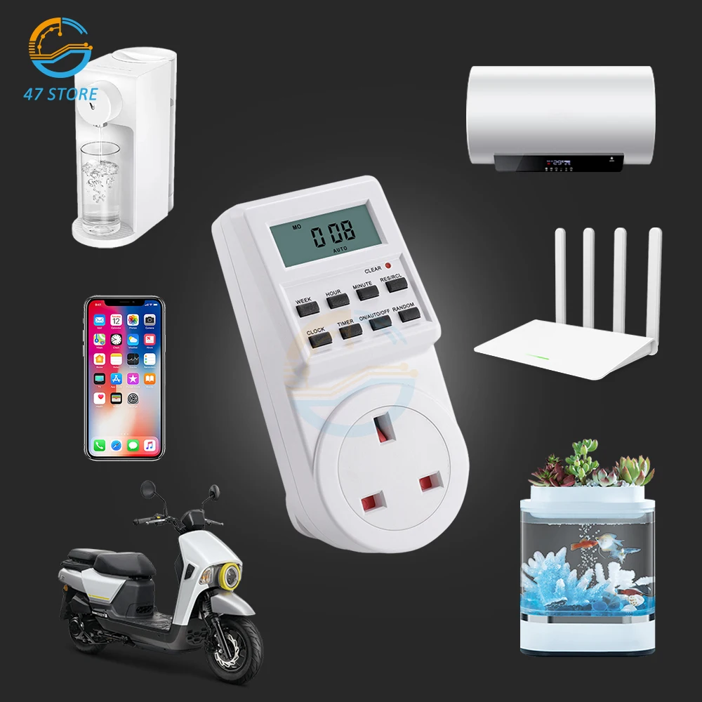 US AU UK EU Plug Digital Weekly Programmable Electrical Wall Plug-in Power Socket Timer Switch Outlet Time Clock 220V 110V AC 4