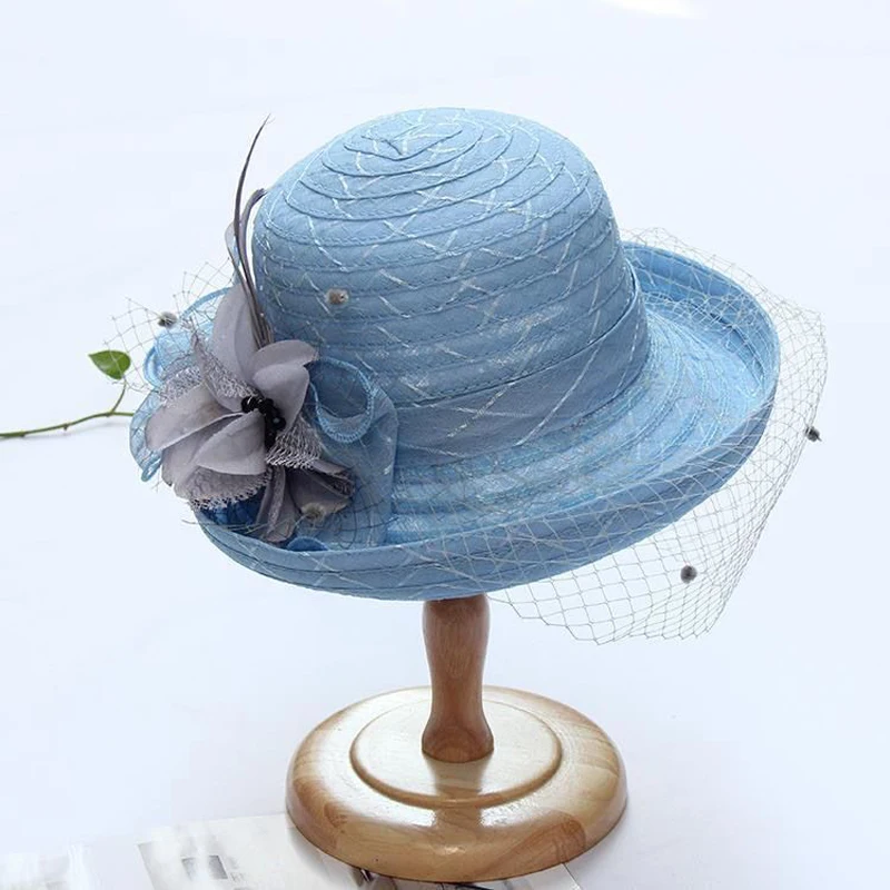 Women Charming Face Covering Mesh Sun Hat Summer Women Party