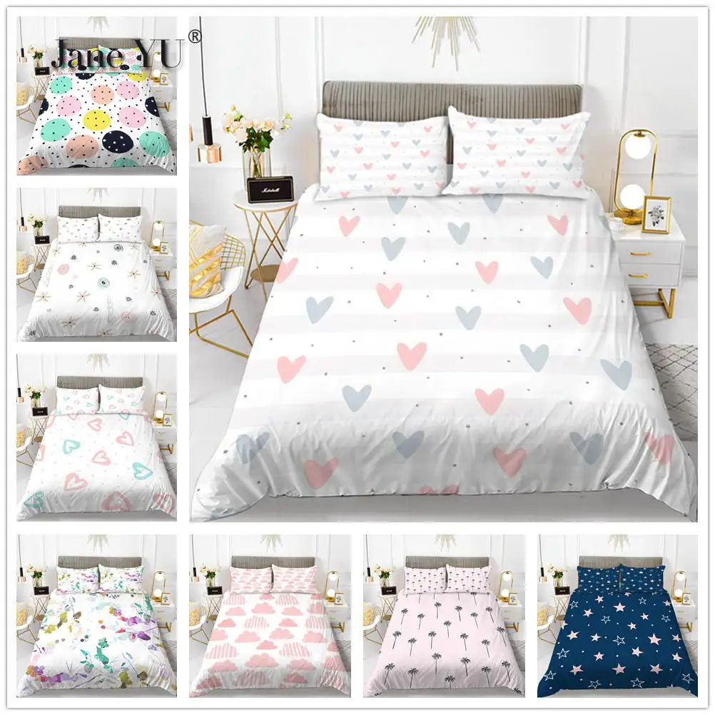 

JaneYU Spring And Summer Small Fresh Three Piece Quilt Cover Bedding Set