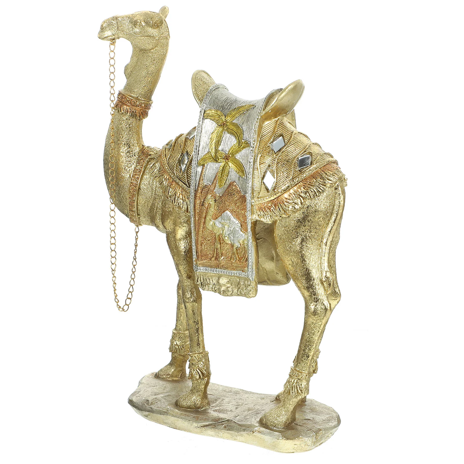 

Brass Camel Figurine Wild Life Animal Statues Desert Camel Decor Ornament Standing Camel Saddle Blanket Contemporary