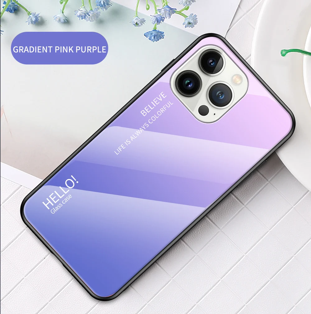 Gradient Glass Phone Case For Iphone, Stylish Protective Cover_voghion.com