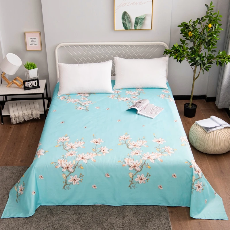 목가적인 꽃 플랫 시트 침대 커버 용수철, 편안한 부드러운 피부 친화적, 홈 침실 코튼 침구 플랫, 더블 침대보