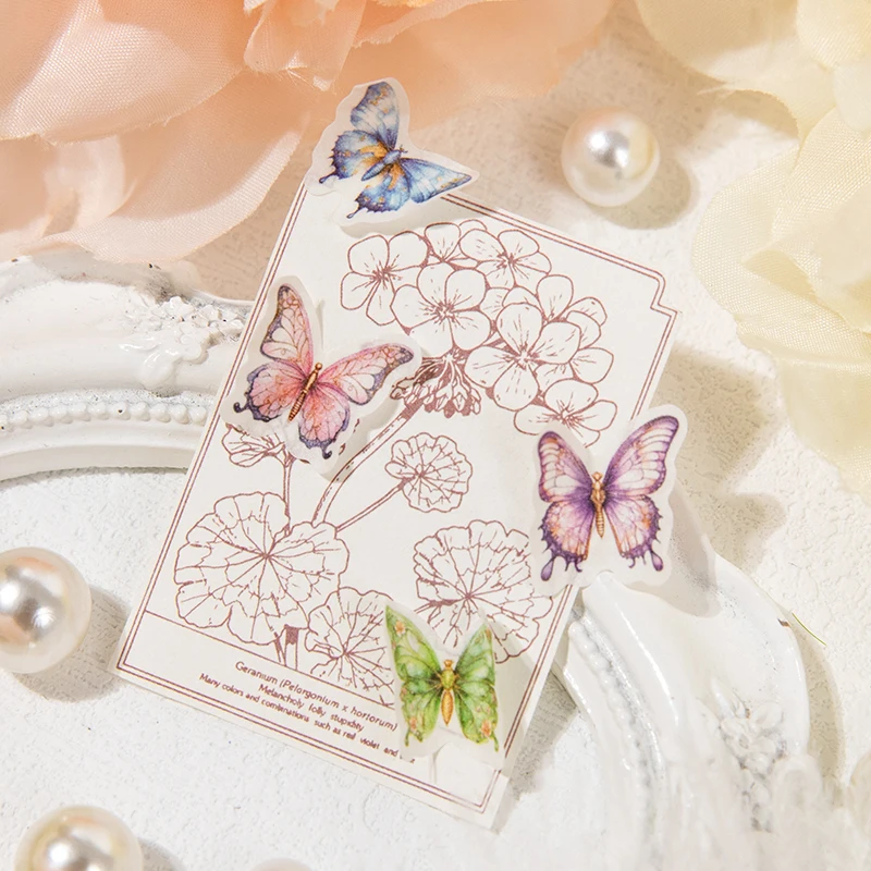 Card Lover 100 Pcs [Misty Butterfly Series] Vintage Journal Stickers Washi Paper Sticker Paper Scrapbooking Scrapbook Kit