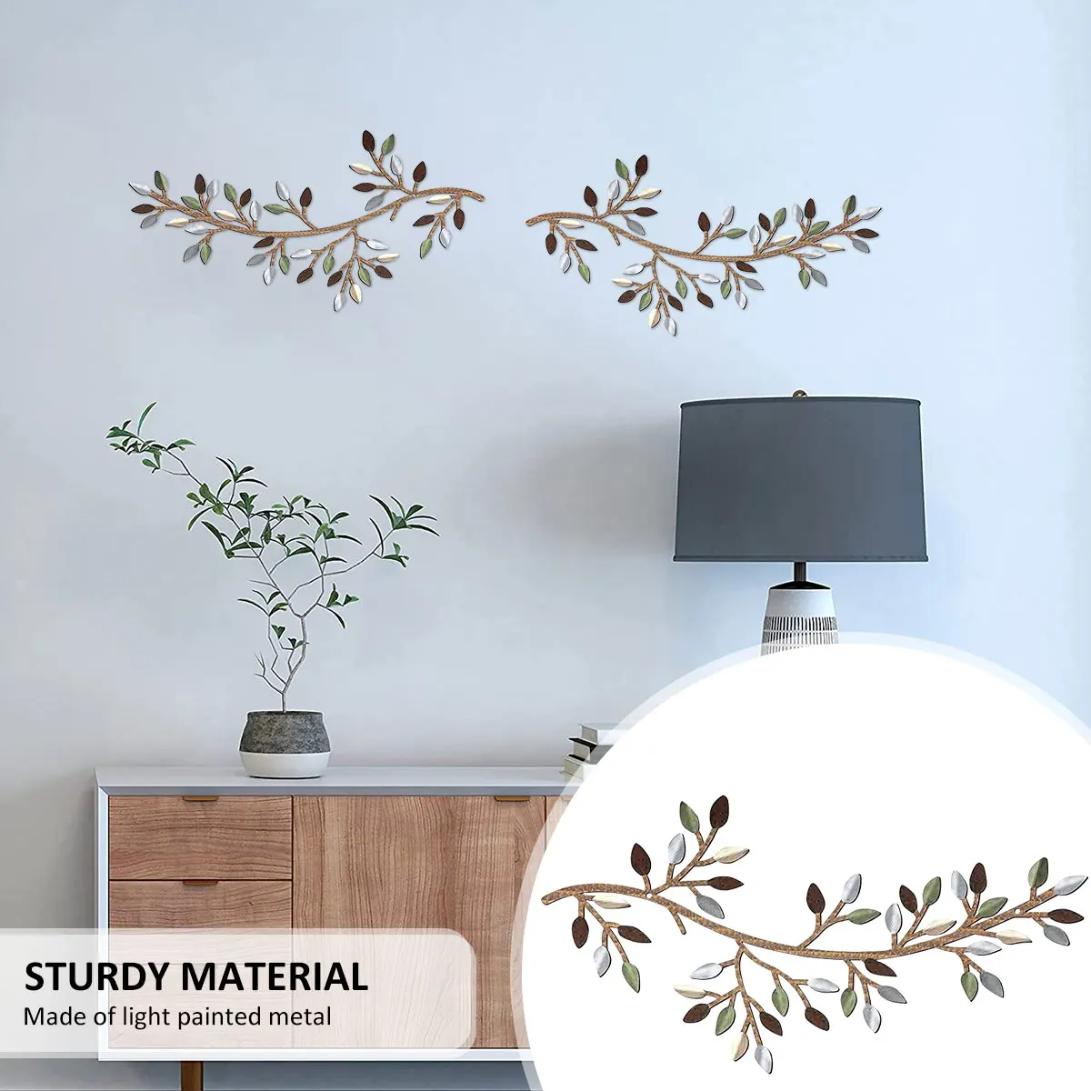 2Pcs Metal Tree Leaf Wall Décor Vine Olive Branch Leaf Wall Art Artistic Wall  Hanging Decorative Wall Sculpture Home Decoration AliExpress