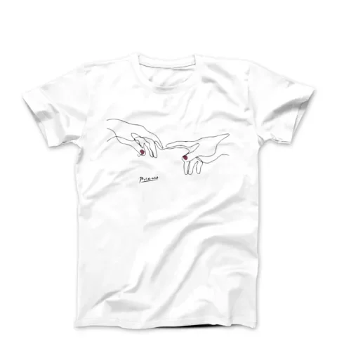 Pablo Picasso Touch Hands Line Sketch T Shirt Maniche Lunghe O Corte