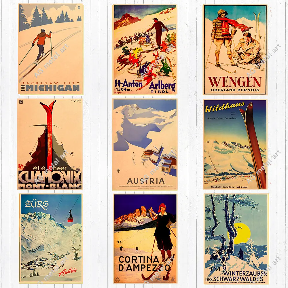 

Canada Ski In Alaska Metal Tin Sign Skiing Retro Wall Sign Decor Outdoor Sport Poster Bar Garage Club Tinplate Painting Plaques