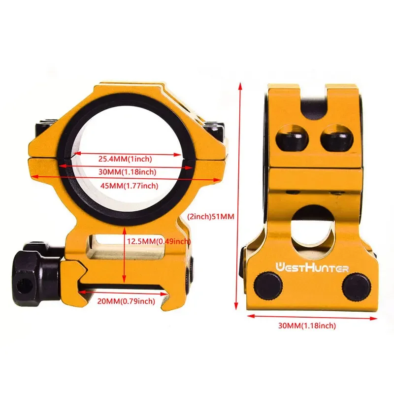 Rifle Scope 25.4MM/30MM Dia. Mount WestHunter Low Picatinny 20MM Rail Scope Mount Rings Tactical Optics Rings